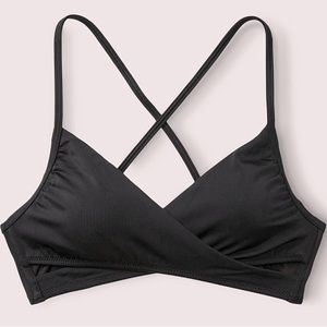 PINK Victoria’s Secret Black Body Wrap Bikini Top Crossover Detail Size Small.